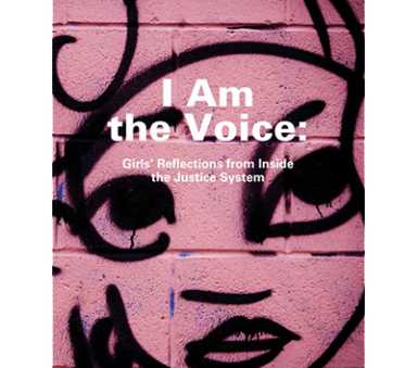 The picture of "I am the Voice", with a girl painted on a pink concrete wall.