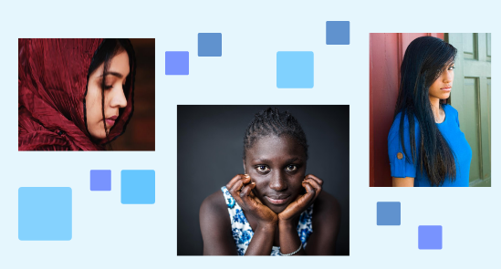 Collage of photos of women and girls of color