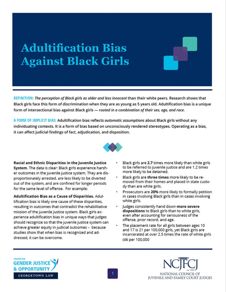 Judicial Bench Card on Adultification Bias Cover